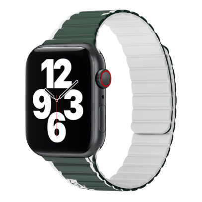 Магнитный силиконовый ремешок для часов iWatch на 42/44/45/49 мм WiWU Smart Magnetic Silicone (Wi-WB010) Green+Gray