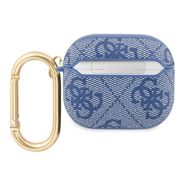 Чехол для Airpods 3 Guess PU leather 4G с карабином и металлическим логотипом (GUA34GSMB) Синий