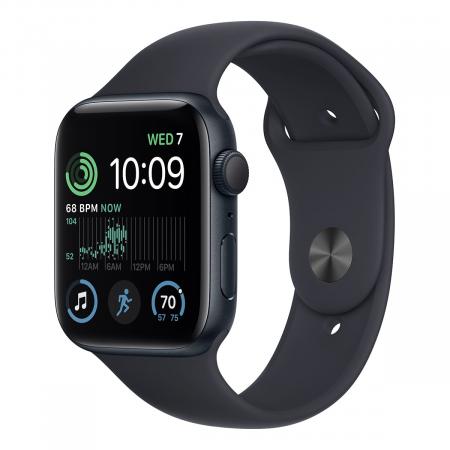 Apple Watch SE (2022), 44 мм корпус из алюминия цвета «Midnight», ремешок Sport Band размера S/M цвета «Midnight»