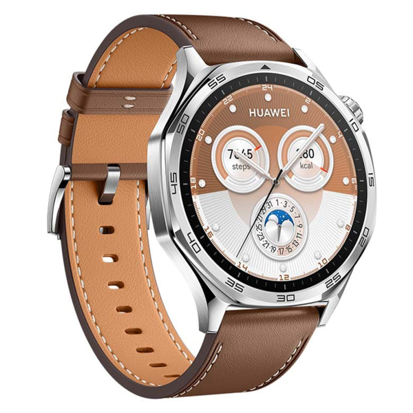 Часы HUAWEI Watch GT 5 Silver, 46 мм, цвет корпуса серебряный, цвет ремешка коричневый