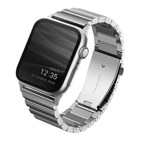 Стальной ремешок UNIQ для Apple Watch 49/45/44/42 мм Strova Stainless Strap (44MM-STRVSIL) Серебристый