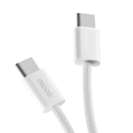 Дата-кабель Deppa Original, USB-C - USB-C, 60Вт, 1 м, нейлон (72554) Белый
