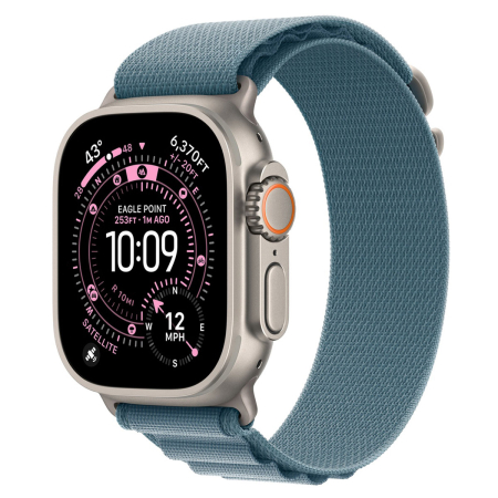 Apple Watch Ultra 3 (2025), 49 мм корпус из титана цвета «Natural», ремешок Alpine Loop размера L цвета «Light Blue»