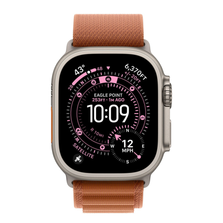 Apple Watch Ultra 3 (2025), 49 мм корпус из титана цвета «Natural», ремешок Alpine Loop размера L цвета «Terra Cotta»