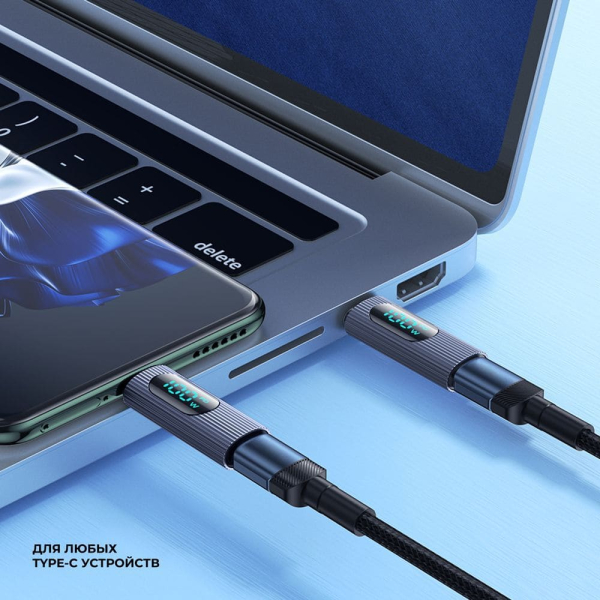 Адаптер Deppa с дисплеем Type-C - Type-C (73136) Серый