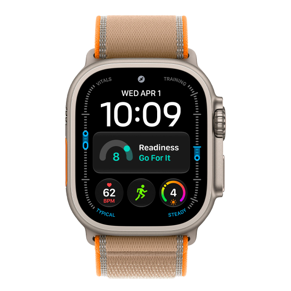 Apple Watch Ultra 4, 49 мм корпус из титана цвета «Natural», ремешок Trail Loop цвета «Sand» размера M/L