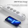 Сетевой фильтр WiWU Smart Power Strip EU Plug 20W 4*AC+3*USB 3.0+ 1*USB-C (U01 EU) Белый