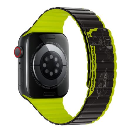 Магнитный силиконовый ремешок для часов iWatch на 42/44/45/49 мм WiWU Smart Magnetic Silicone (Wi-WB010) Black+Green
