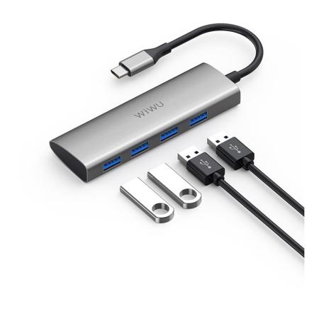 Хаб WiWU Alpha Type-C 4*USB3.0 (A440) Серебристый