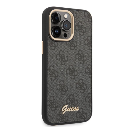 Чехол Guess для iPhone 14 Pro CG Mobile PU 4G Script metal logo Hard (GUHCP14LHG4SHK) Черный