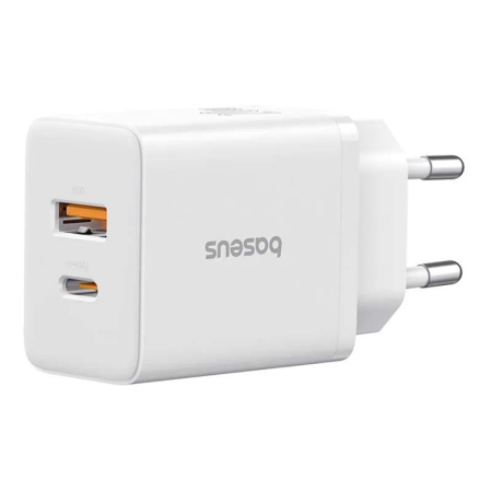 Зарядное устройство Baseus Cube Fast Charger USB-A + USB Type-C 20Вт EU Moon (P10111403213-00) Белый