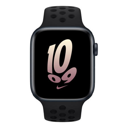 Apple Watch Nike SE (2022), 44 мм корпус из алюминия цвета «Midnight», ремешок Nike Sport Band размера M/L цвета «Black/Black»