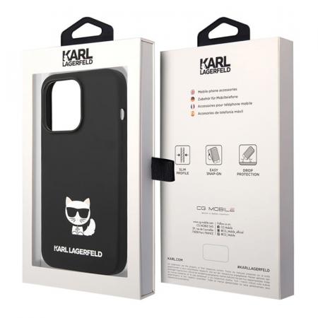 Чехол Karl Lagerfeld для iPhone 14 Pro Liquid silicone Choupette body Hard (KLHCP14LSLCTBK) Черный