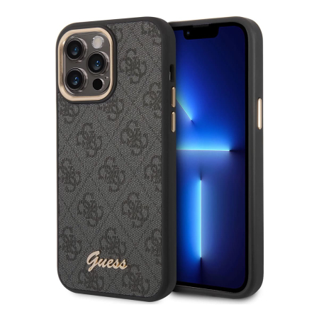 Чехол Guess для iPhone 14 Pro CG Mobile PU 4G Script metal logo Hard (GUHCP14LHG4SHK) Черный